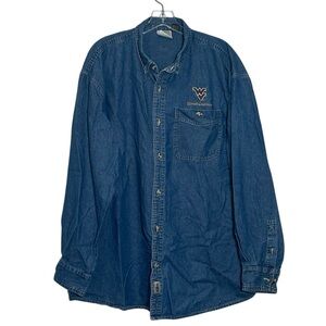 West Virginia University Mountaineers WVU 3XL Vintage Denim Jean Shirt Retro 90s